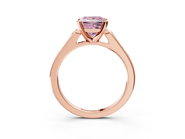 Rose gold Fancy Pink Princess  Cut Channel Set Solitaire Engagement Ring with Four-Prong Setting