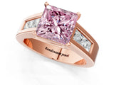 Rose gold Fancy Pink Princess Cut Cut Channel Set Solitaire Ring with Four-Prong Setting_1