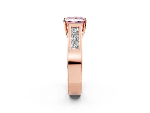 Rose gold Fancy Pink Princess Cut Cut Channel Set Solitaire Ring with Four-Prong Setting_2