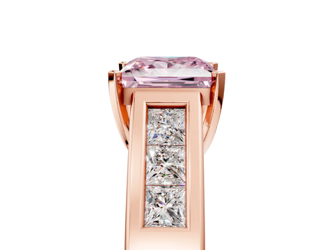 Rose gold Fancy Pink Princess Cut Cut Channel Set Solitaire Ring with Four-Prong Setting_5