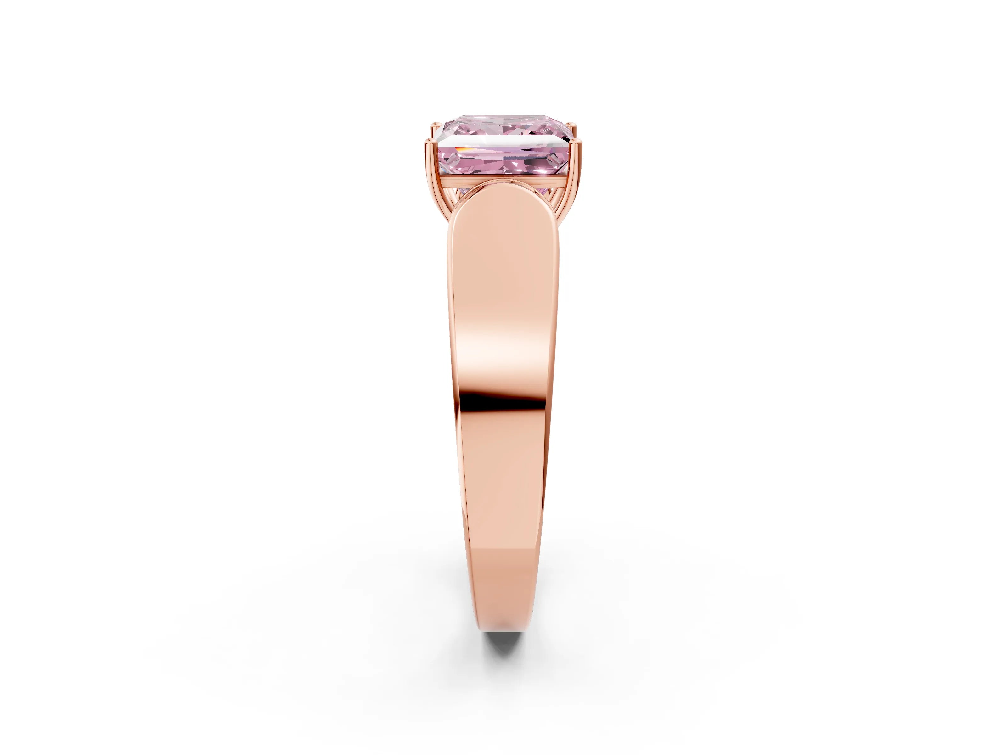 Rose gold Fancy Pink Princess Cut Cut Diamond Channel Set Solitaire Ring with Four-Prong Setting_2