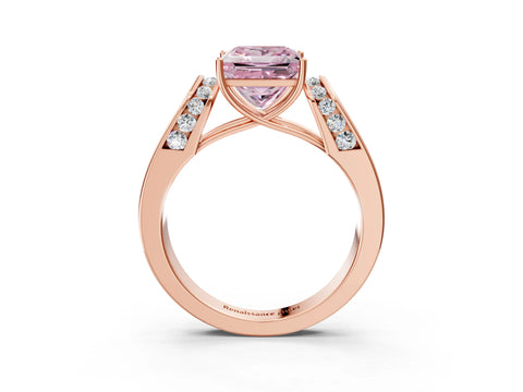 Rose gold Fancy Pink Princess Cut Cut Diamond Channel Set Solitaire Ring with Four-Prong Setting_3