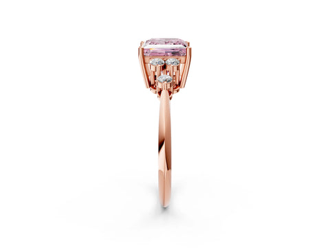 Rose gold Fancy Pink Princess Cut Cut Diamond Cluster Ring with Solitaire Band and Four-Prong Setting_14