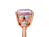 Rose gold Fancy Pink Princess Cut Cut Diamond Cluster Ring with Solitaire Band and Four-Prong Setting_17