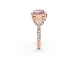 Rose gold Fancy Pink Princess Cut Cut Diamond Halo Engagement Ring with Open Split Pavé Band_2