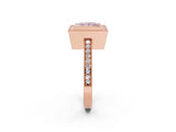 Rose gold Fancy Pink Princess Cut-Cut Diamond Halo Engagement Ring with Pave Band and Prong Setting_2