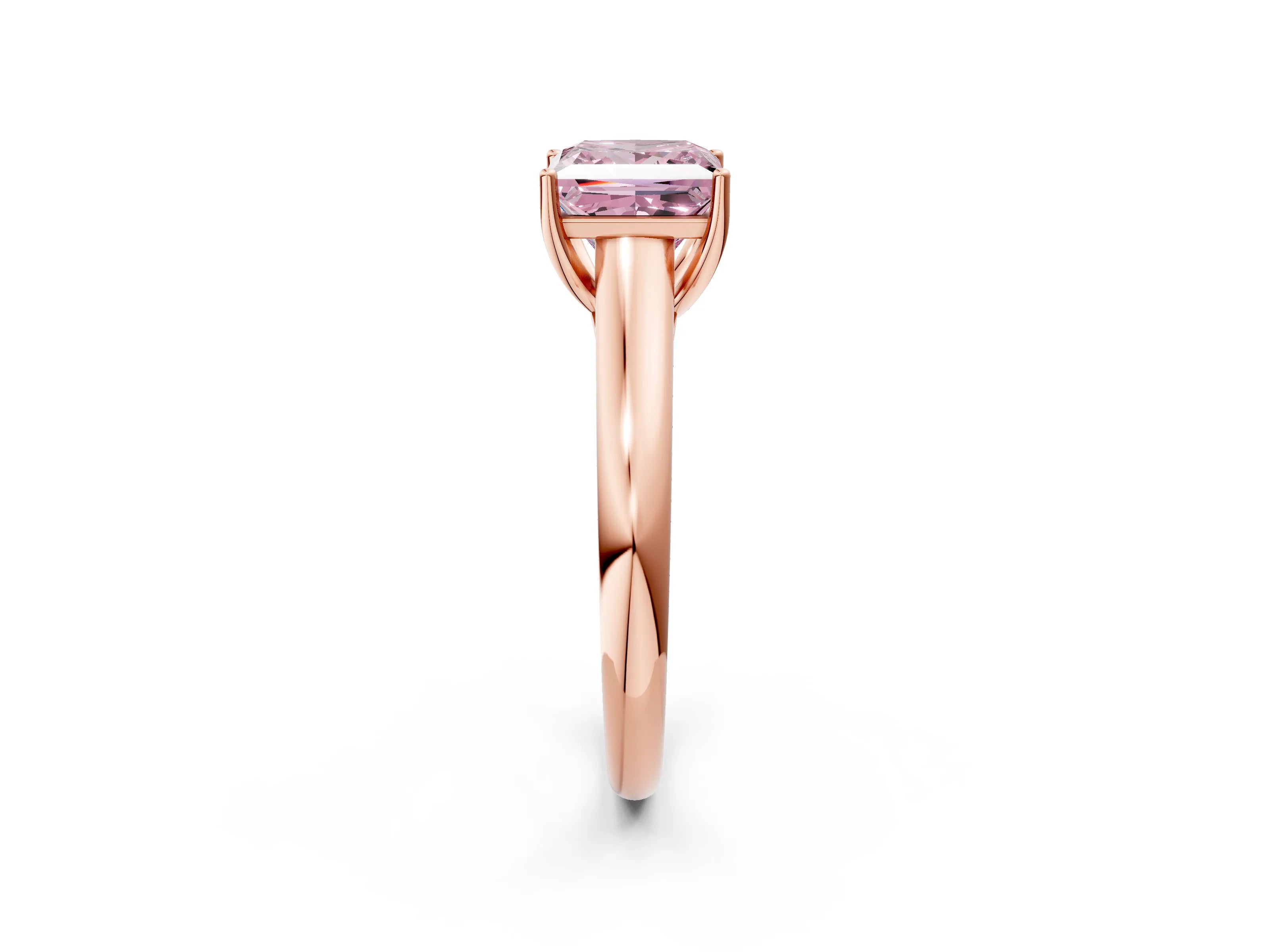 Rose gold Fancy Pink Princess Cut Cut Diamond Solitaire Engagement Ring with Tapered Plain Band and Four-Prong Setting_2