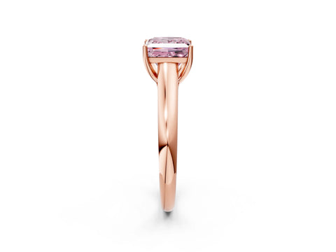 Rose gold Fancy Pink Princess Cut Cut Diamond Solitaire Engagement Ring with Tapered Plain Band and Four-Prong Setting_2