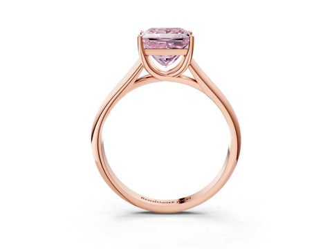 Rose gold Fancy Pink Princess Cut Cut Diamond Solitaire Engagement Ring with Tapered Plain Band and Four-Prong Setting_3