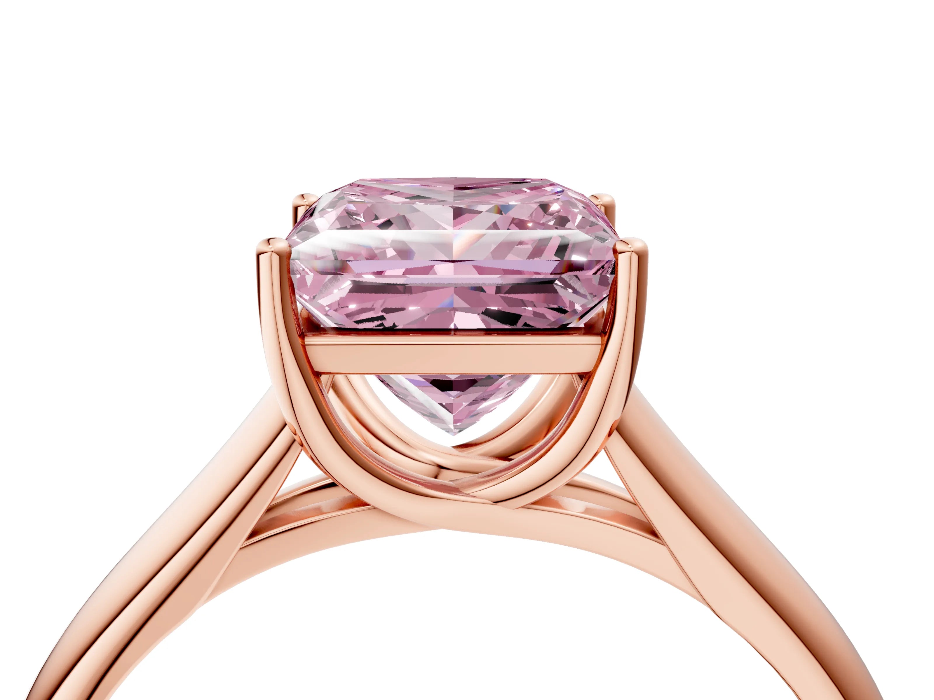 Rose gold Fancy Pink Princess Cut Cut Diamond Solitaire Engagement Ring with Tapered Plain Band and Four-Prong Setting_4