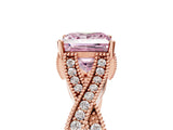 Rose gold Fancy Pink Princess Cut Cut Diamond Twisted Band with Milgrain Pave Setting and Four-Prong Setting_5