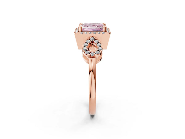 Rose Gold Princess Cut Pave Infinity Halo Engagement Ring Setting for Fancy Pink Center