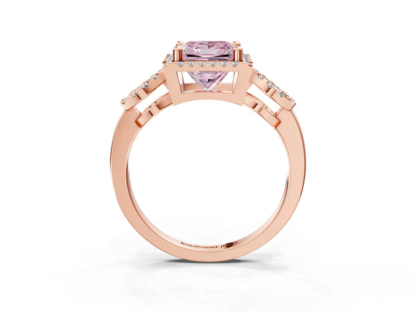Rose Gold Princess Cut Pave Infinity Halo Engagement Ring Setting for Fancy Pink Center