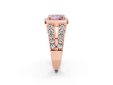 Rose gold Fancy Pink Princess Cut Cut Halo Split Shank Prong Set Ring_2
