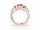 Rose gold Fancy Pink Princess Cut Cut Halo Split Shank Prong Set Ring_3