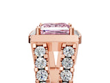 Rose gold Fancy Pink Princess Cut Cut Halo Split Shank Prong Set Ring_5