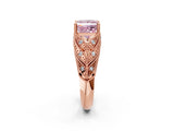 Rose gold Fancy Pink Princess Cut Cut Milgrain Pave Diamond Engagement Ring with Four-Prong Setting_17
