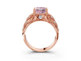 Rose gold Fancy Pink Princess Cut Cut Milgrain Pave Diamond Engagement Ring with Four-Prong Setting_18