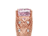 Rose gold Fancy Pink Princess Cut Cut Milgrain Pave Diamond Engagement Ring with Four-Prong Setting_20