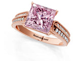 Rose gold Fancy Pink Princess Cut Cut Pave Split Shank Engagement Ring with Four-Prong Setting_1
