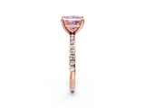 Rose gold Fancy Pink Princess Cut Diamond Brilliant Solitaire Ring with Pavé Band and Four-Prong Setting_2