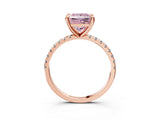 Rose gold Fancy Pink Princess Cut Diamond Brilliant Solitaire Ring with Pavé Band and Four-Prong Setting_27