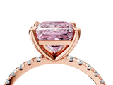 Rose gold Fancy Pink Princess Cut Diamond Brilliant Solitaire Ring with Pavé Band and Four-Prong Setting_28