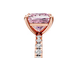 Rose gold Fancy Pink Princess Cut Diamond Brilliant Solitaire Ring with Pavé Band and Four-Prong Setting_29