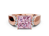 Rose gold Fancy Pink Princess Cut Diamond Channel Set Solitaire Ring with Four-Prong Setting_12