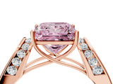 Rose gold Fancy Pink Princess Cut Diamond Channel Set Solitaire Ring with Four-Prong Setting_16