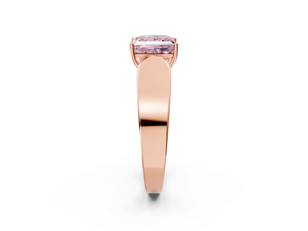 Rose Gold Princess Cut Channel Set Engagement Ring Setting for Fancy Pink Center with Wide Band