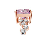 Rose gold Fancy Pink Princess Cut Diamond Cluster Pavé Band with Four-Prong Setting_17