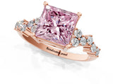 Rose gold Fancy Pink Princess Cut Diamond Cluster Pavé Band with Four-Prong Setting_4