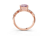 Rose gold Fancy Pink Princess Cut Diamond Cluster Pavé Band with Four-Prong Setting_6