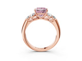 Rose gold Fancy Pink Princess  Cut Diamond Cluster Ring with Round Accent Stones and Prong Setting on a Classic Band_32