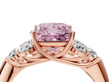 Rose gold Fancy Pink Princess  Cut Diamond Cluster Ring with Round Accent Stones and Prong Setting on a Classic Band_33