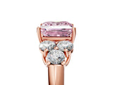 Rose gold Fancy Pink Princess  Cut Diamond Cluster Ring with Round Accent Stones and Prong Setting on a Classic Band_34
