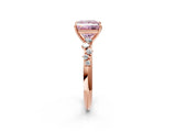 Rose gold Fancy Pink Princess Cut Diamond Cluster Side Stone Solitaire Ring with Prong Setting_32