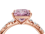 Rose gold Fancy Pink Princess Cut Diamond Cluster Side Stone Solitaire Ring with Prong Setting_34