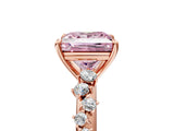 Rose gold Fancy Pink Princess Cut Diamond Cluster Side Stone Solitaire Ring with Prong Setting_35