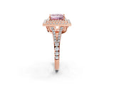 Rose gold Fancy Pink Princess Cut Diamond Double Halo Ring with Pavé Band and Prong Setting_20