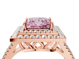 Rose gold Fancy Pink Princess Cut Diamond Double Halo Ring with Pavé Band and Prong Setting_22