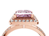 Rose gold Fancy Pink Princess Cut Diamond Double Halo Ring with Split Shank and Four-Prong Setting_4