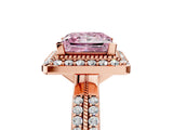 Rose gold Fancy Pink Princess Cut Diamond Double Halo Ring with Split Shank and Four-Prong Setting_5