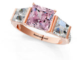Rose gold Fancy Pink Princess Cut Diamond Engagement Ring with Baguette Side Stones and Channel Set Band_18