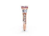 Rose gold Fancy Pink Princess Cut Diamond Engagement Ring with Baguette Side Stones and Channel Set Band_19