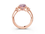 Rose gold Fancy Pink Princess  Cut Diamond Engagement Ring with Bezel Set Round Side Stones and Prong Setting_30