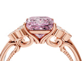Rose gold Fancy Pink Princess  Cut Diamond Engagement Ring with Bezel Set Round Side Stones and Prong Setting_31