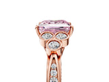 Rose gold Fancy Pink Princess  Cut Diamond Engagement Ring with Bezel Set Round Side Stones and Prong Setting_32