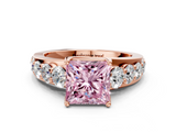 Rose gold Fancy Pink Princess  Cut Diamond Engagement Ring with Pavé Band and Four-Prong Setting_3